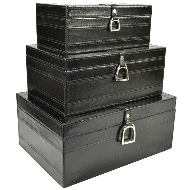 Leather Box with Stirrup | Black