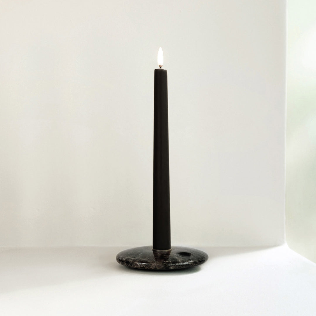 Textured Black | Flameless Taper Candles | Remote Controllable | PAIR