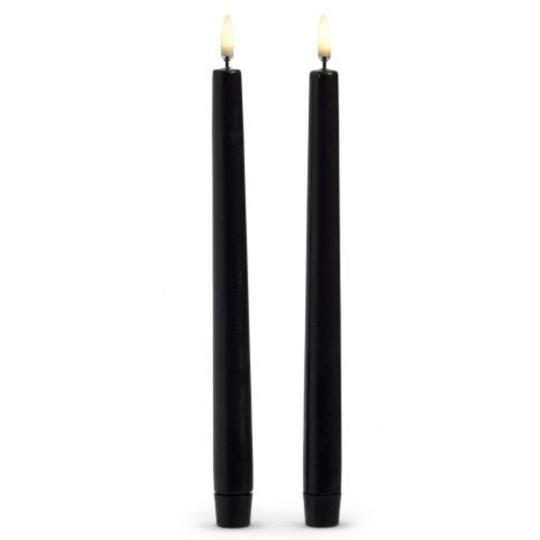 Textured Black | Flameless Taper Candles | Remote Controllable | PAIR
