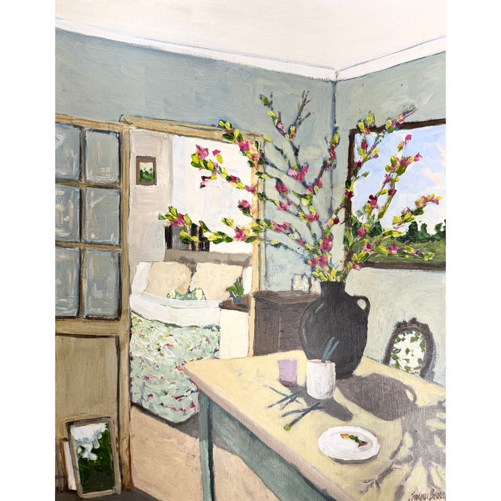 'Peach Blossoms' Wall Art | Acrylic on Board  35 x 28cm | Jacqui Brown