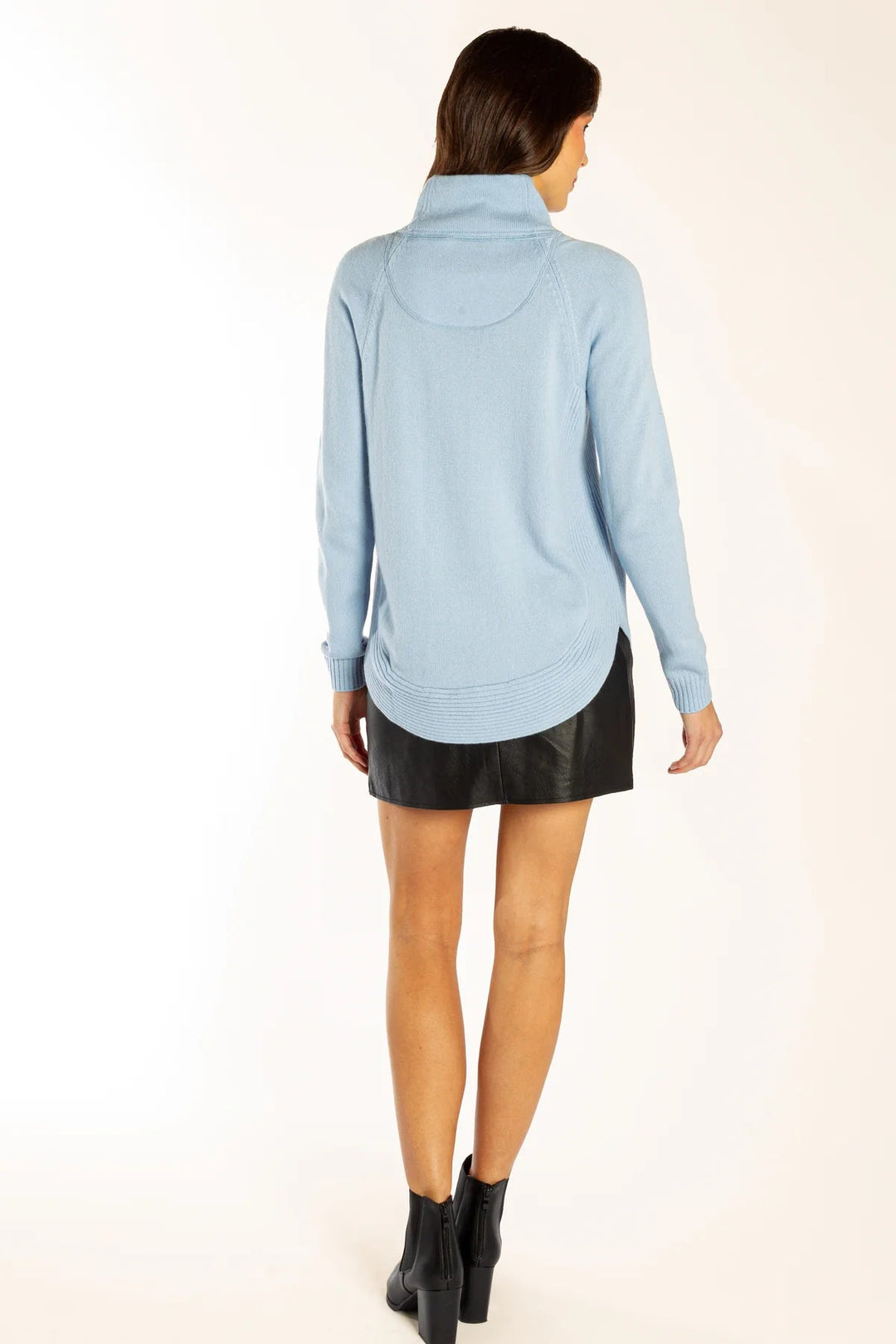 Blue Merino Wool Cashmere Funnel Neck Jumper - Suzie Anderson Home