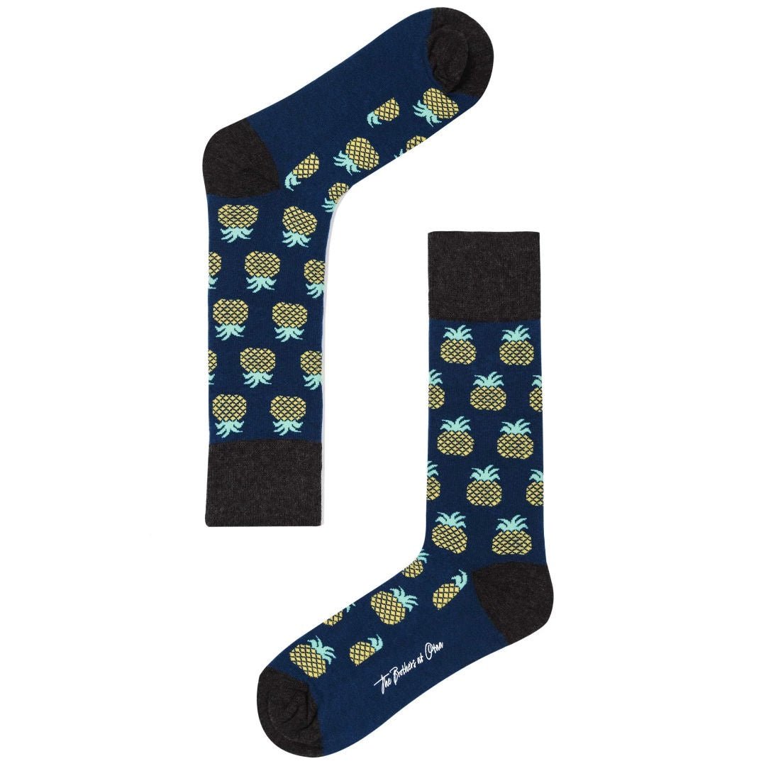 Blue Pineapple Cotton Blend Socks - Suzie Anderson Home