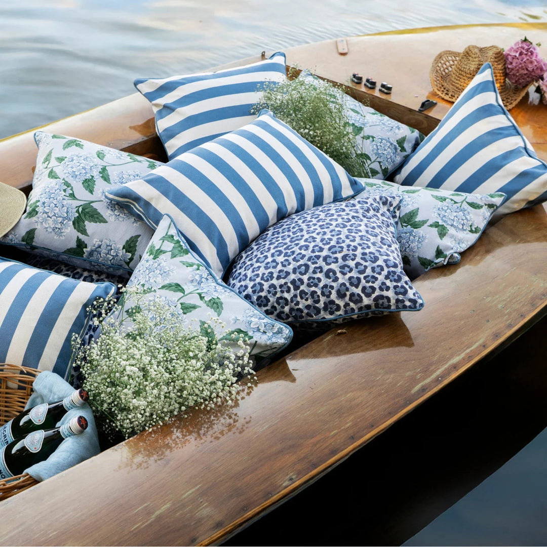 Blue Stripe Outdoor Cushion Cover | 50x50cm (BOWRAL) - Suzie Anderson Home