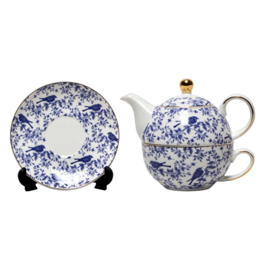 Blue &amp; White Bird Ceramic Tea Set | For One - Suzie Anderson Home