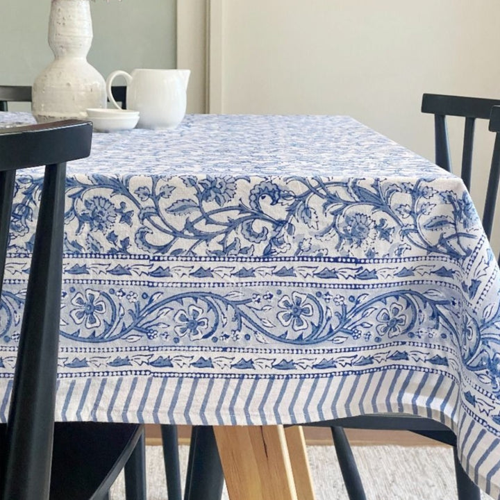 Blue/White Block Printed Tablecloth | 170 x 270cm