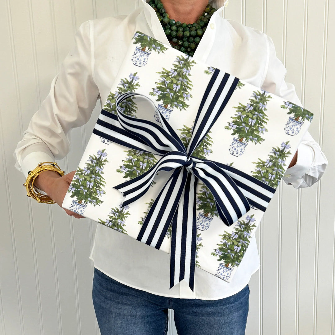 Blue Bows Christmas Tree Gift Wrap | 76cm x 1.82cm