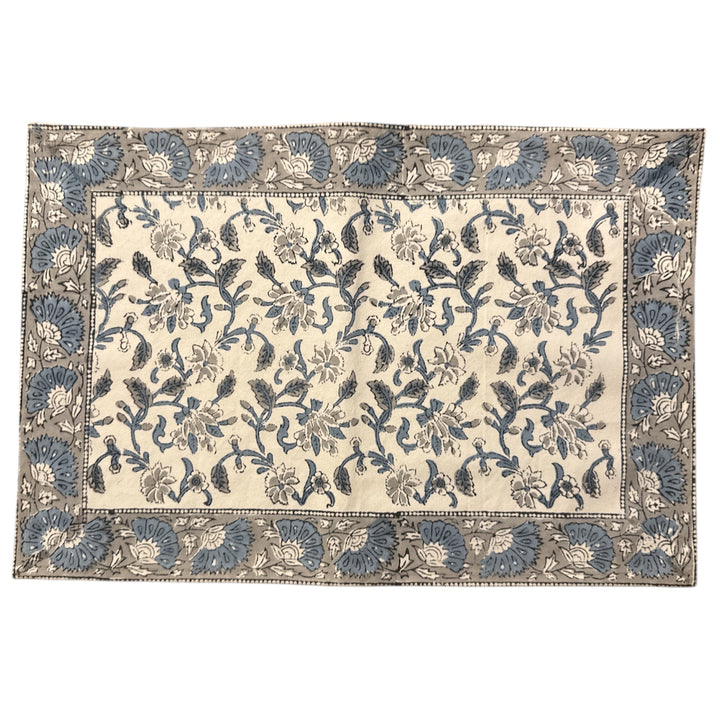 Jaipur Cotton Placemat & Napkin Set (6) | Blue/Grey