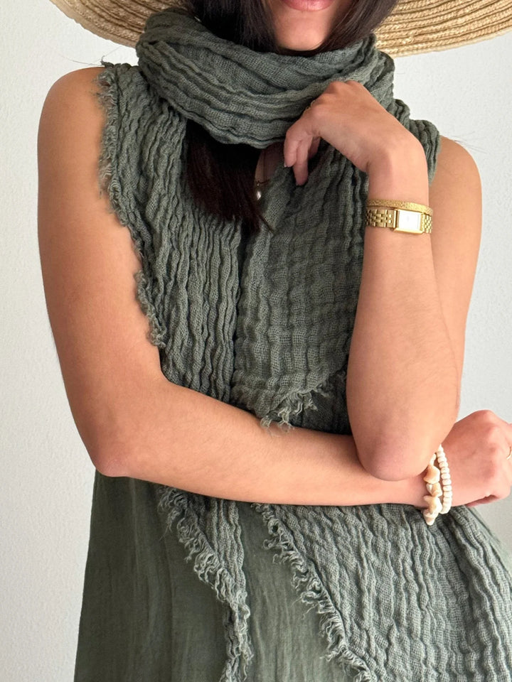 Bypias | Boho Mesh Linen Scarf | Camo
