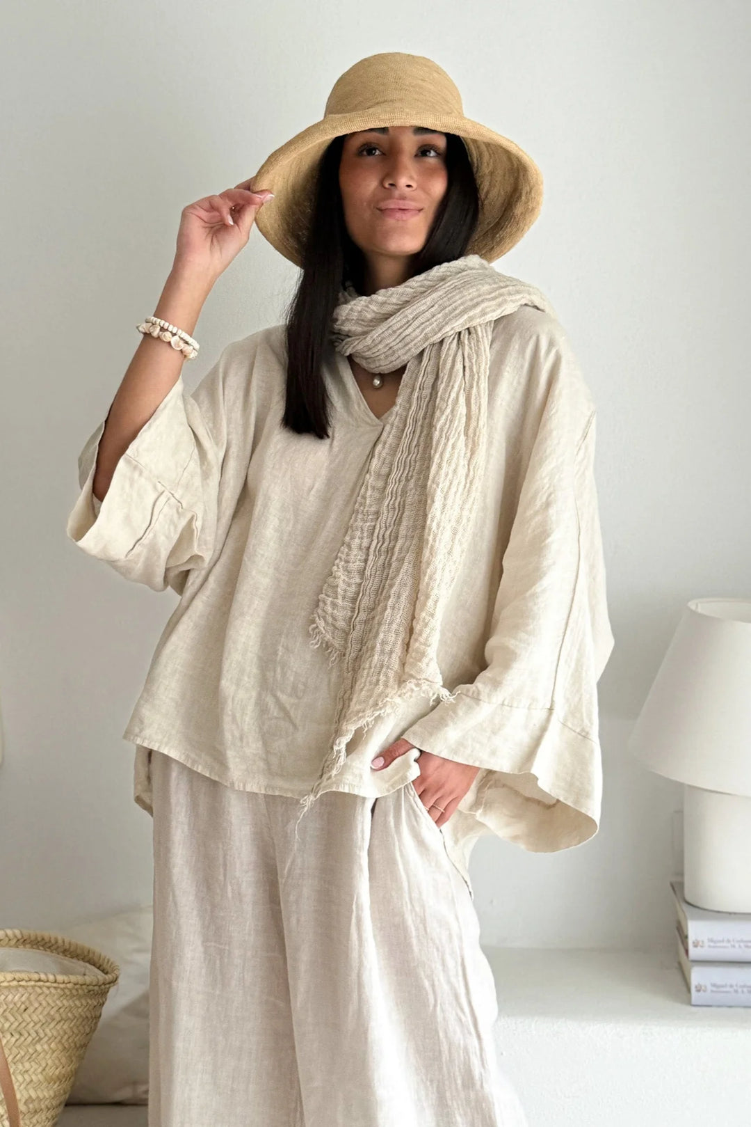 Bypias | Boho Mesh Linen Scarf | Sand