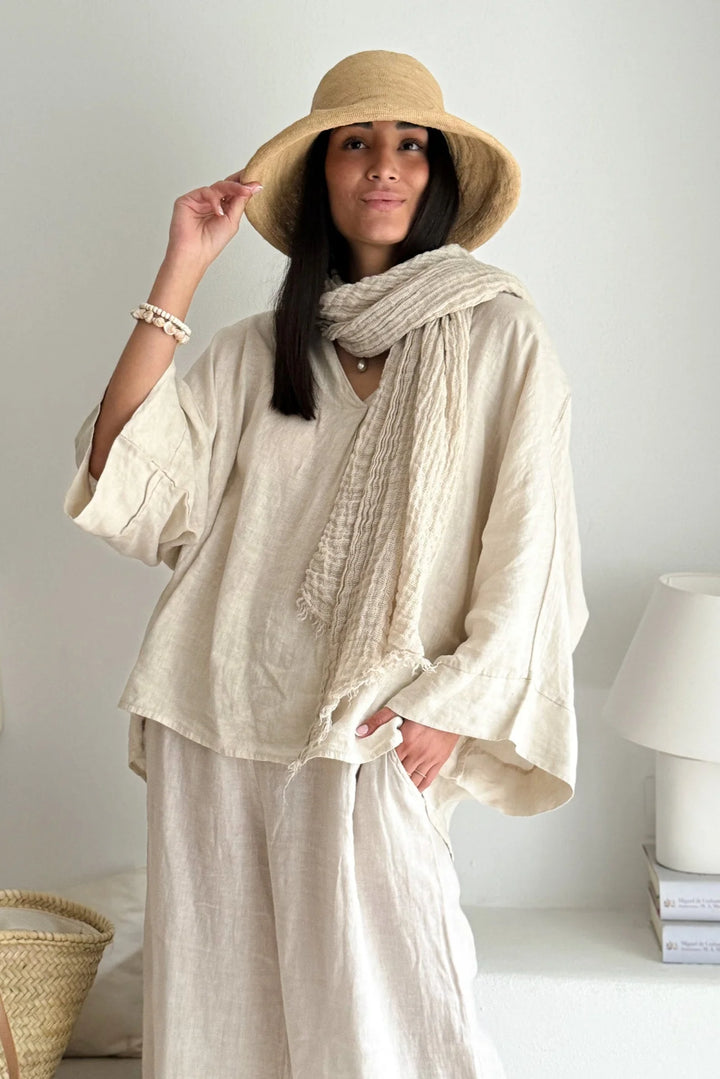 Bypias | Boho Mesh Linen Scarf | Sand