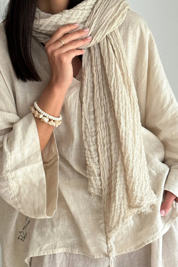 Bypias | Boho Mesh Linen Scarf | Sand