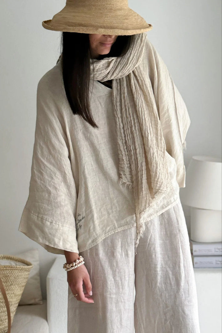 Bypias | Boho Mesh Linen Scarf | Sand