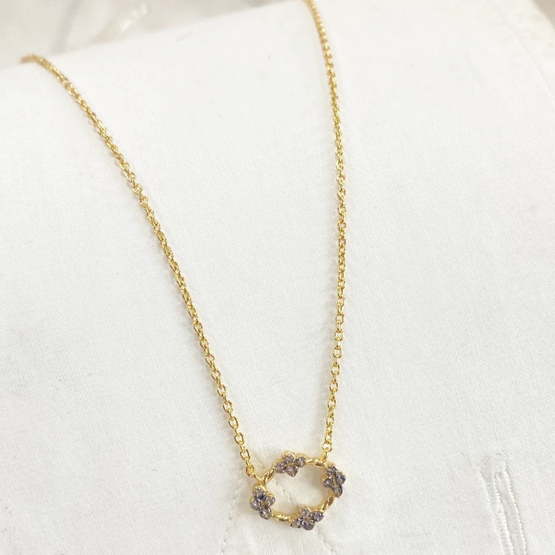 Bourgeon Necklace | Gold Plate, White Topaz & Green Sapphire - Suzie Anderson Home