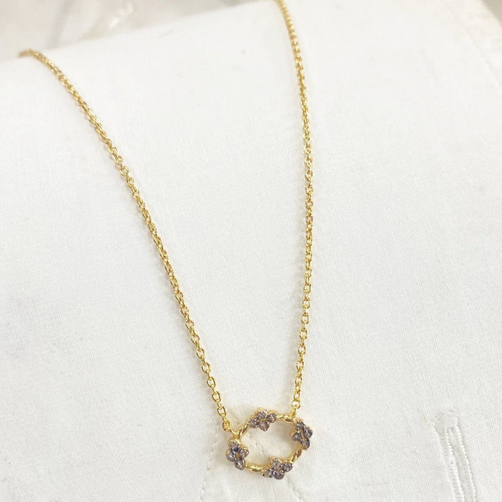 Bourgeon Necklace | Gold Plate, White Topaz & Green Sapphire - Suzie Anderson Home