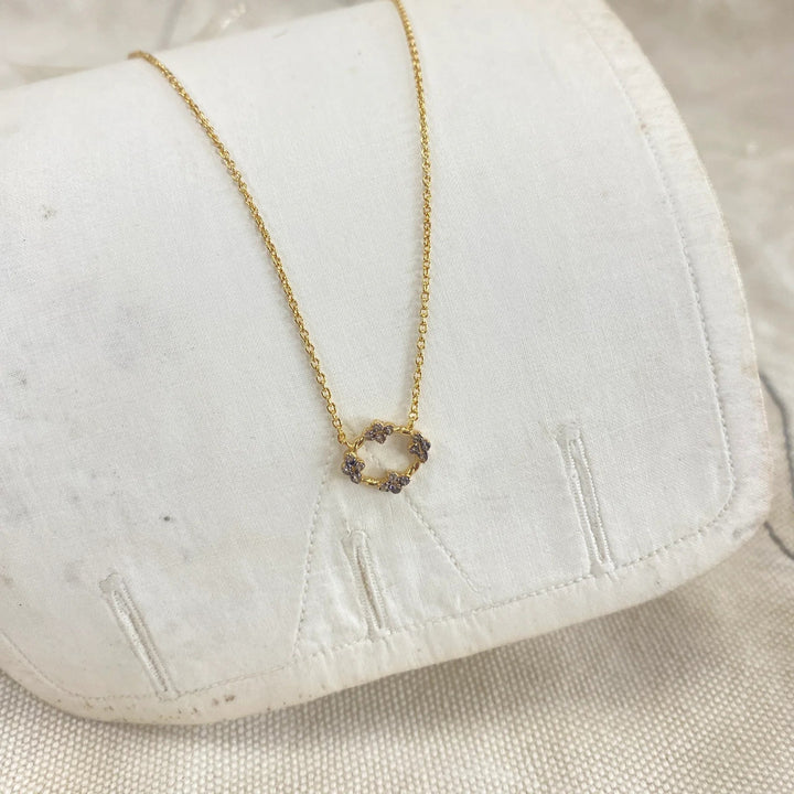 Bourgeon Necklace | Gold Plate, White Topaz & Green Sapphire - Suzie Anderson Home