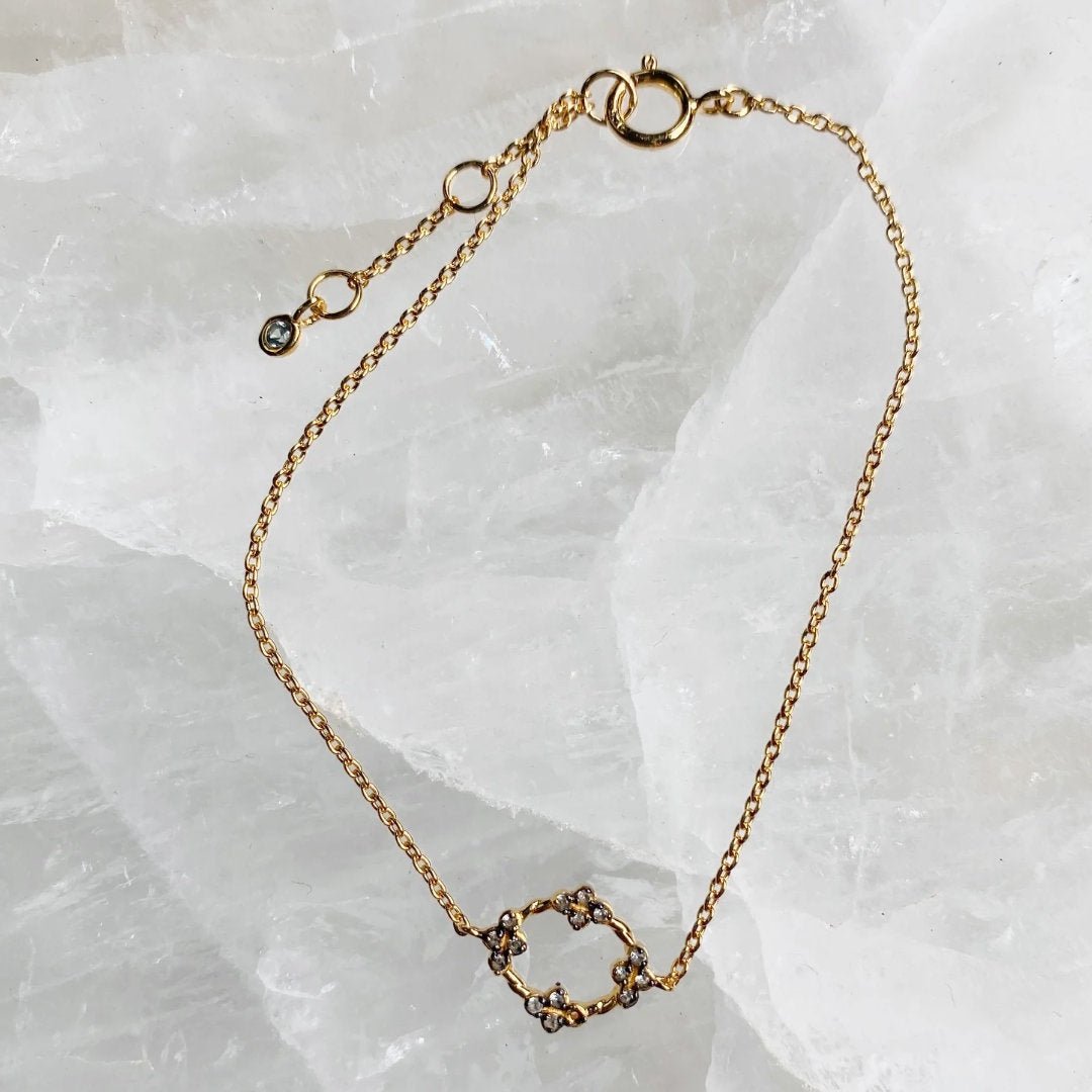 Bourgeon Petit Bracelet | Gold Plate, White Topaz & Green Sapphire - Suzie Anderson Home