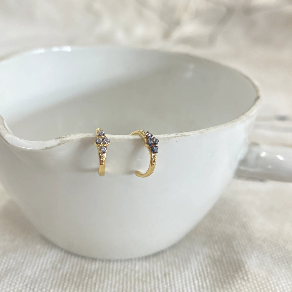 Bourgeon Petit Earrings | Gold Plate, White Topaz - Suzie Anderson Home