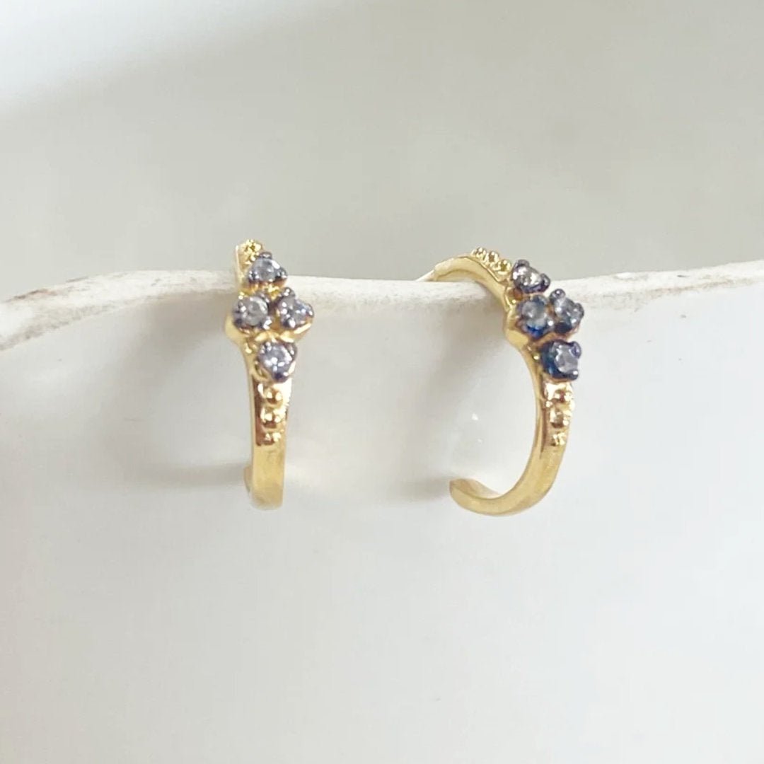 Bourgeon Petit Earrings | Gold Plate, White Topaz - Suzie Anderson Home