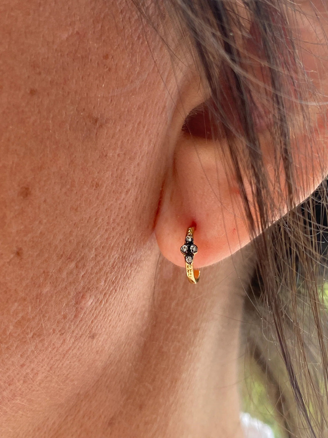 Bourgeon Petit Earrings | Gold Plate, White Topaz - Suzie Anderson Home