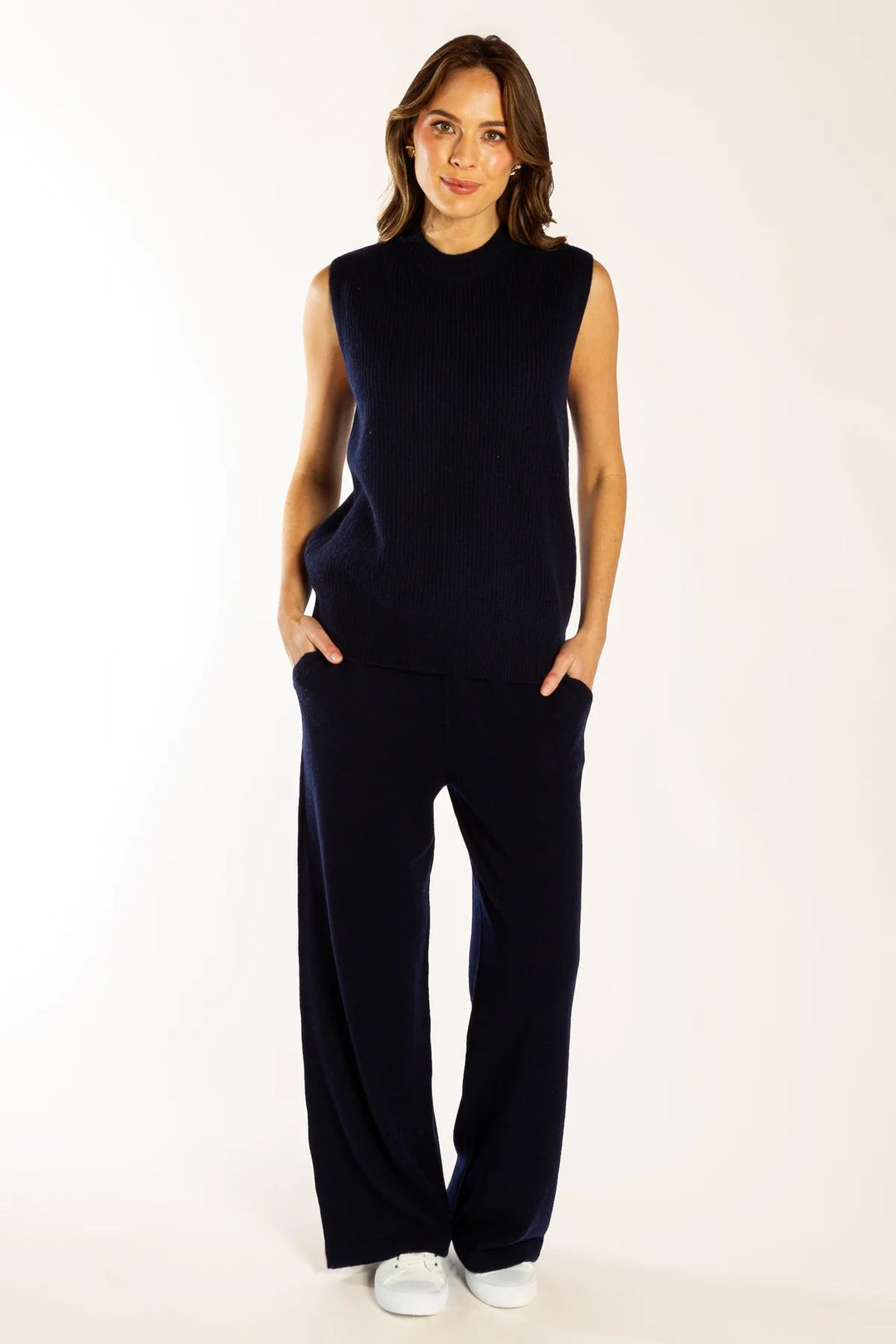 Bow & Arrow Ribbed Vest – Navy Merino Wool Cashmere - Suzie Anderson Home