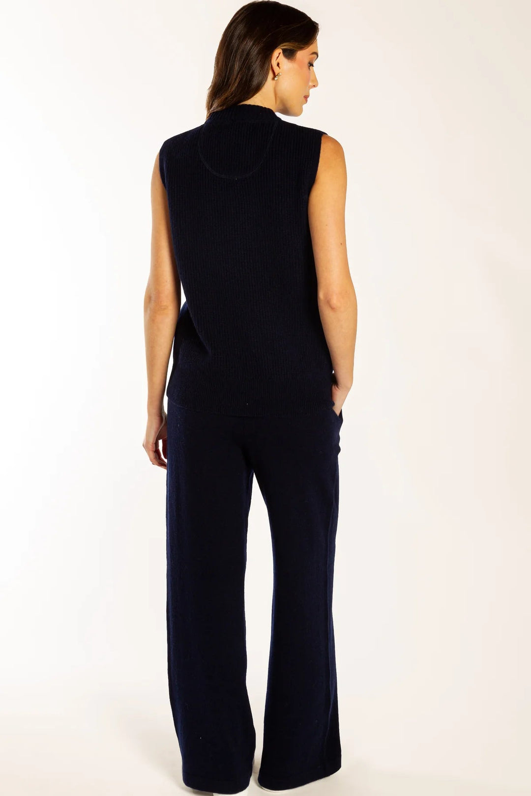 Bow & Arrow Ribbed Vest – Navy Merino Wool Cashmere - Suzie Anderson Home