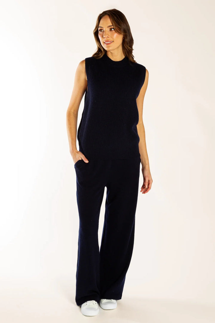 Bow & Arrow Ribbed Vest – Navy Merino Wool Cashmere - Suzie Anderson Home