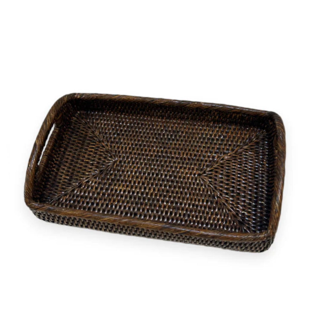 Baby Rattan Tray with Handles | Antique Brown