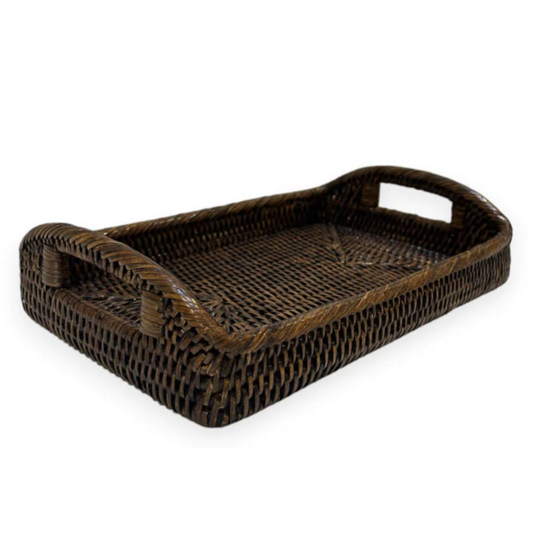 Baby Rattan Tray with Handles | Antique Brown
