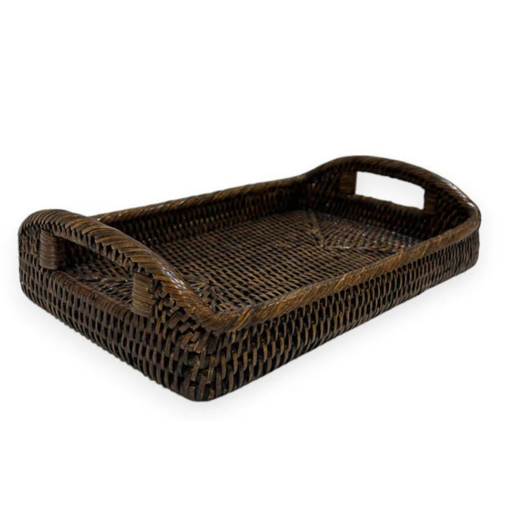 Baby Rattan Tray with Handles | Antique Brown