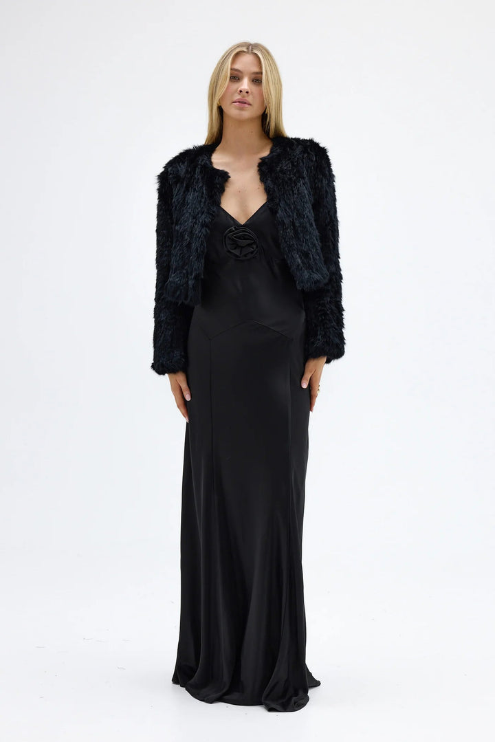 Bubish | Lola Faux Fur Crop Jacket | Black - Suzie Anderson Home