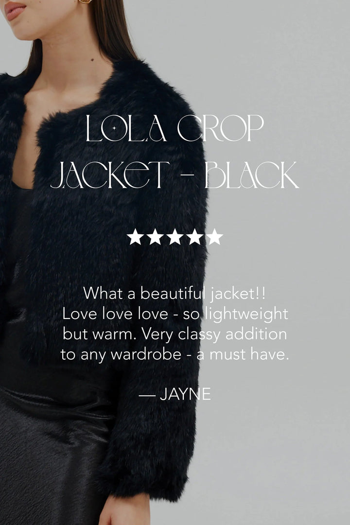 Bubish | Lola Faux Fur Crop Jacket | Black - Suzie Anderson Home