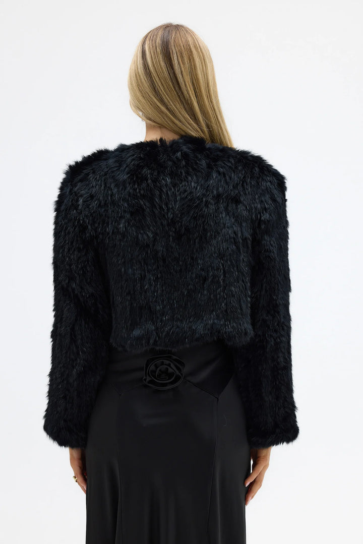 Bubish | Lola Faux Fur Crop Jacket | Black