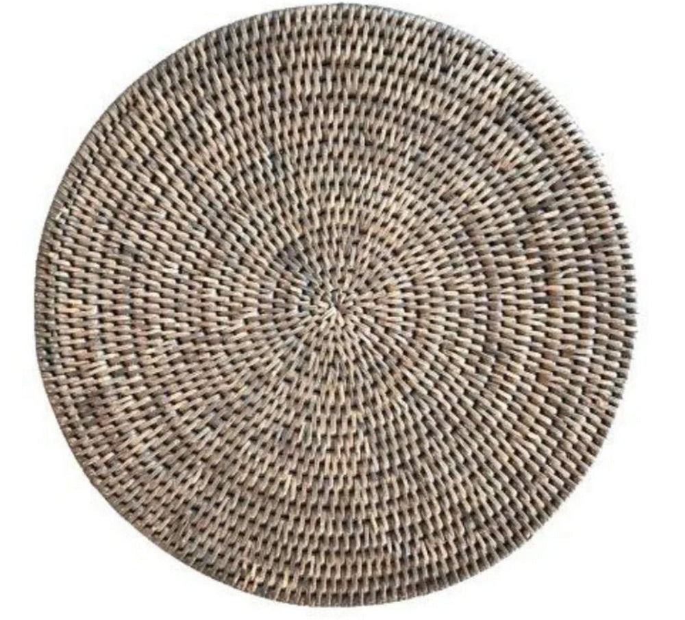 Bundle Offer | Old Grey Rattan Large 38cm Round Placemats — Buy 4, Get 2 Free - Suzie Anderson Home