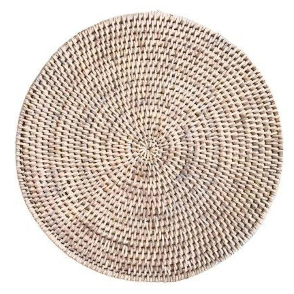 Bundle Offer | Whitewash Rattan Large 38cm Round Placemats — Buy 4, Get 2 Free - Suzie Anderson Home