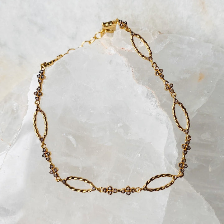 Bourgeon Bracelet | Gold Plate, White Topaz & Green Sapphire