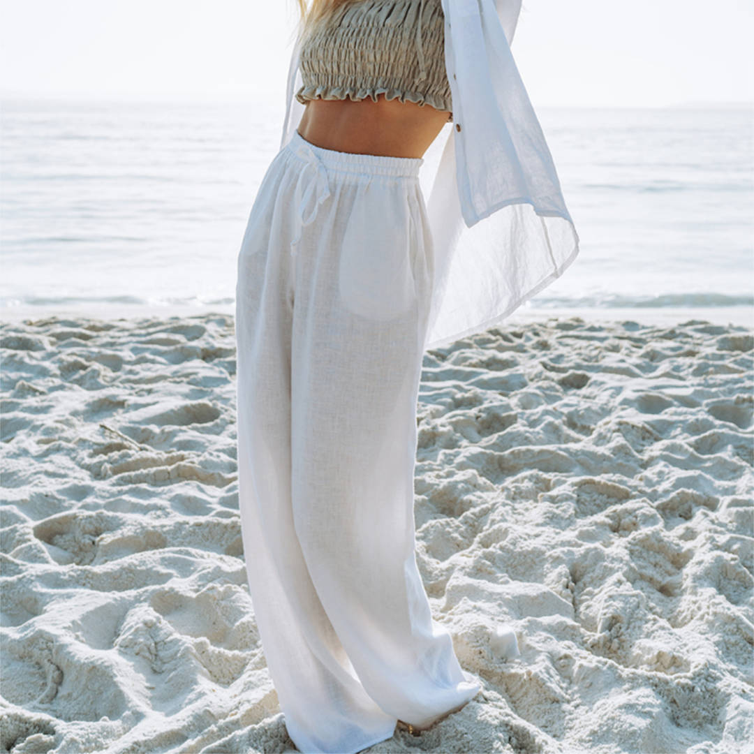 Bypias | Saint Tropez Linen Pant | White - Suzie Anderson Home