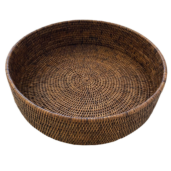 Large Round Rattan Tray | Antique Brown *NC