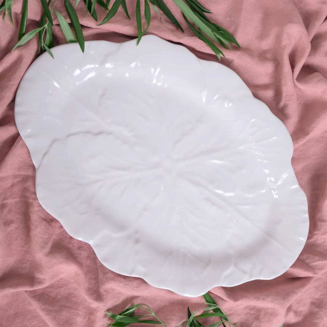 Cabbage Oval Platter 40cm | Melamine | White - Suzie Anderson Home