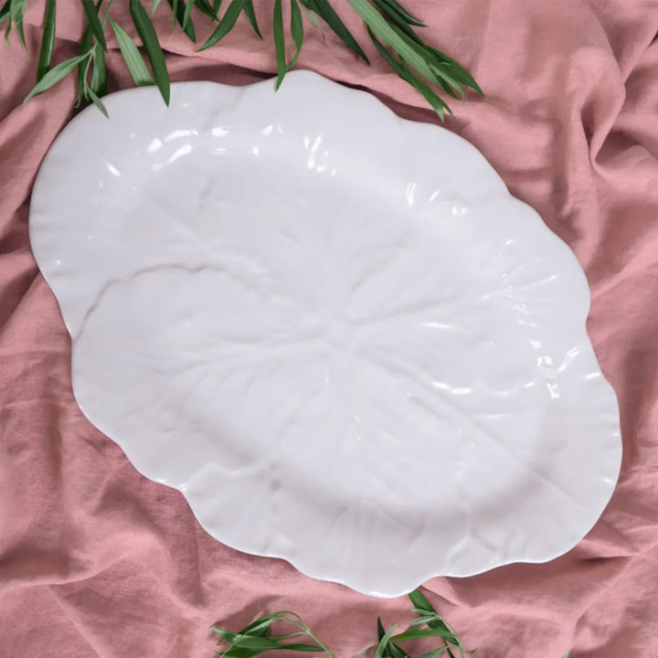 Cabbage Oval Platter 40cm | Melamine | White - Suzie Anderson Home