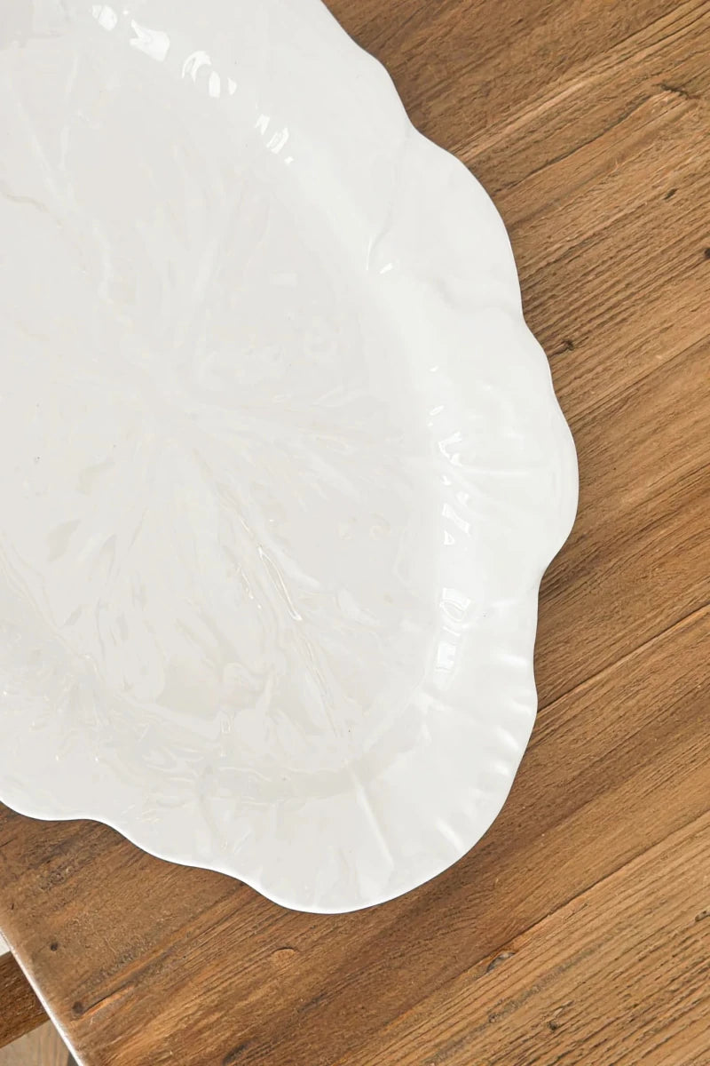 Cabbage Oval Platter 50cm | Melamine | White - Suzie Anderson Home