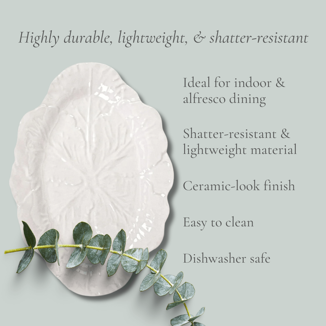 Cabbage Oval Platter | Melamine | White - Suzie Anderson Home