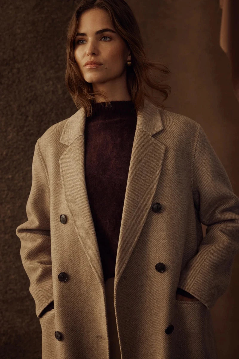 Cable | Ainsley Tailored Herringbone Coat | Fawn - Suzie Anderson Home