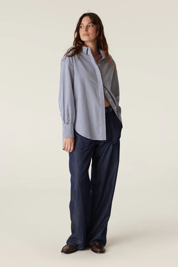 Cable | Boyfriend Shirt | Navy Stripe - Suzie Anderson Home