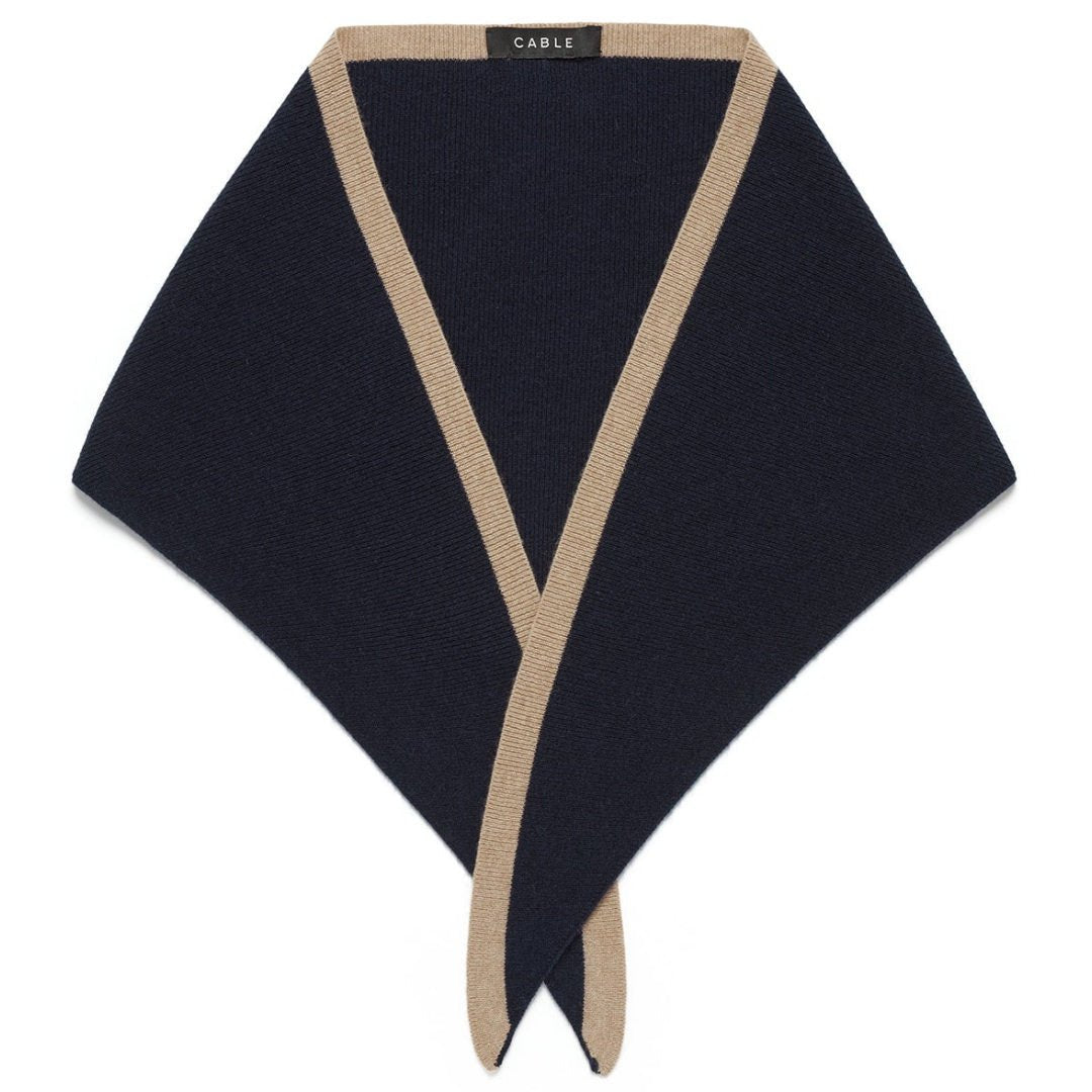 Cable | Cashwool Neck Scarf | Navy - Suzie Anderson Home