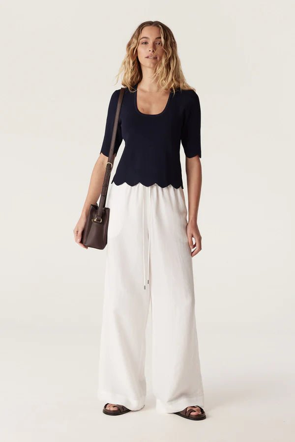 Cable | Crepe Scallop Top | Navy - Suzie Anderson Home
