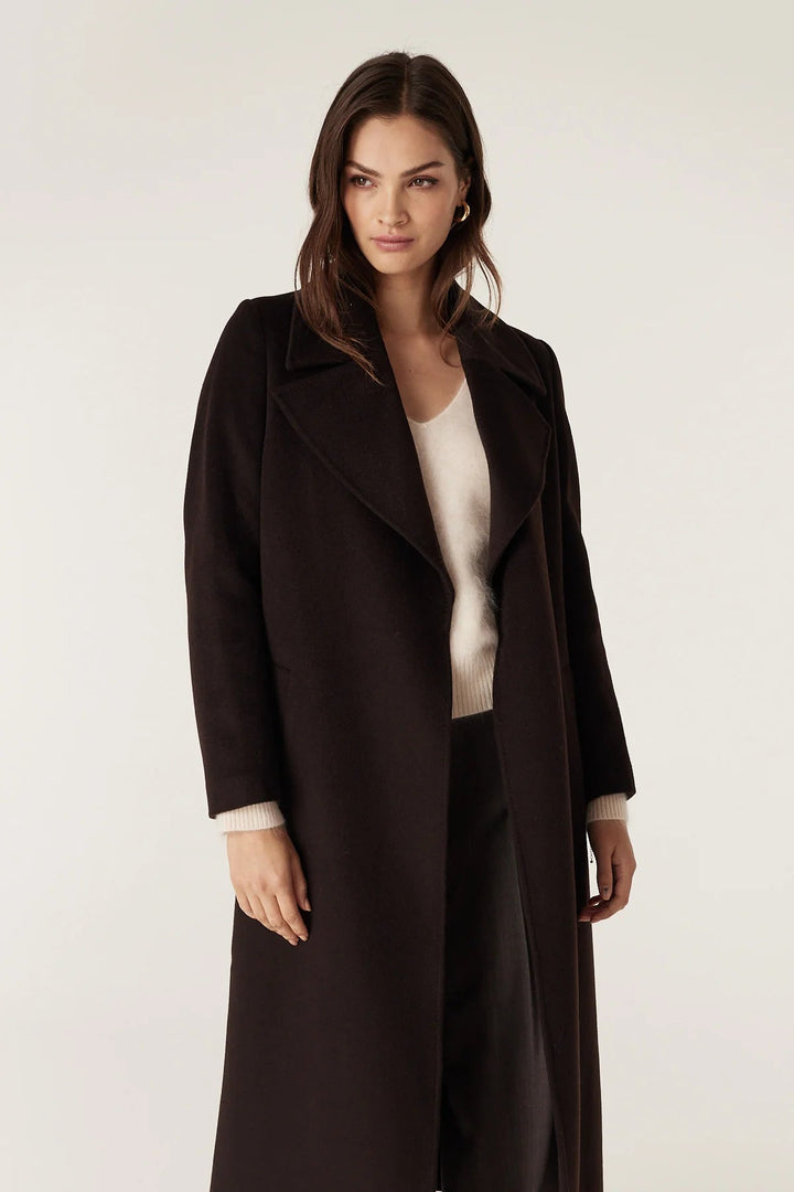 Cable | Evans Tailored Wool Coat with Belt | Espresso - Suzie Anderson Home