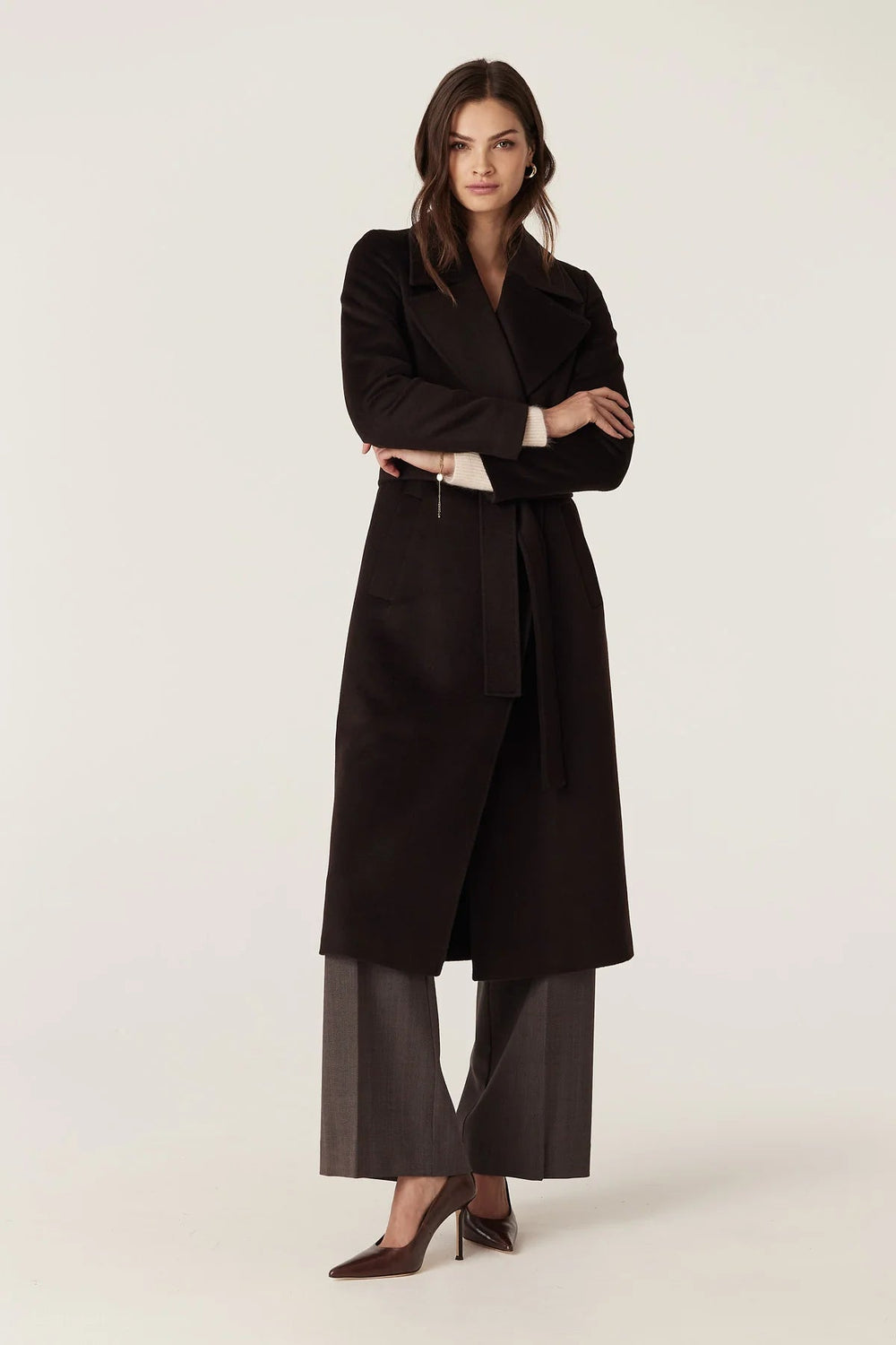 Cable | Evans Tailored Wool Coat with Belt | Espresso - Suzie Anderson Home