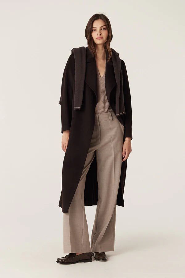 Cable | Evans Tailored Wool Coat with Belt | Espresso - Suzie Anderson Home