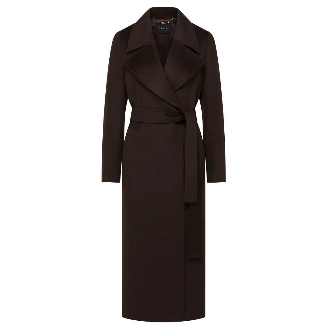 Cable | Evans Tailored Wool Coat with Belt | Espresso - Suzie Anderson Home