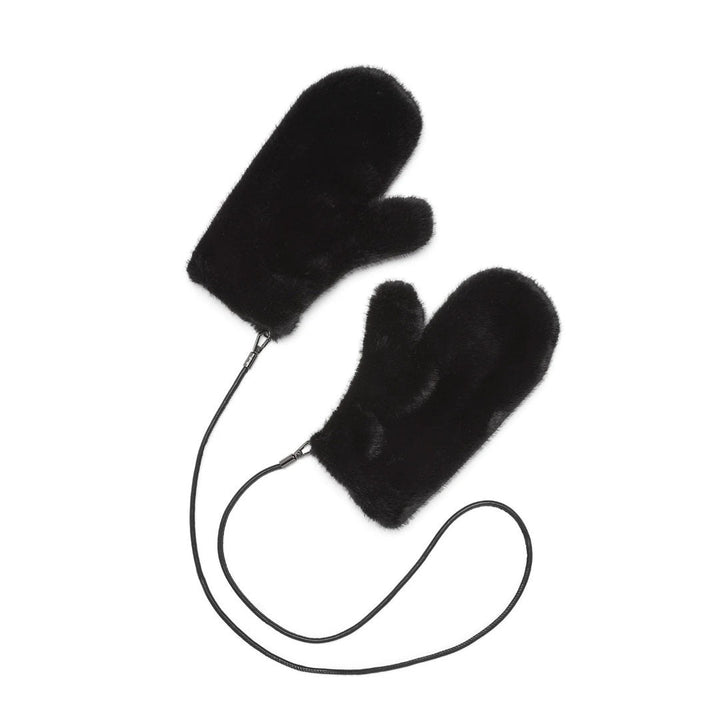 Cable | Faux Fur Mittens | Black - Suzie Anderson Home